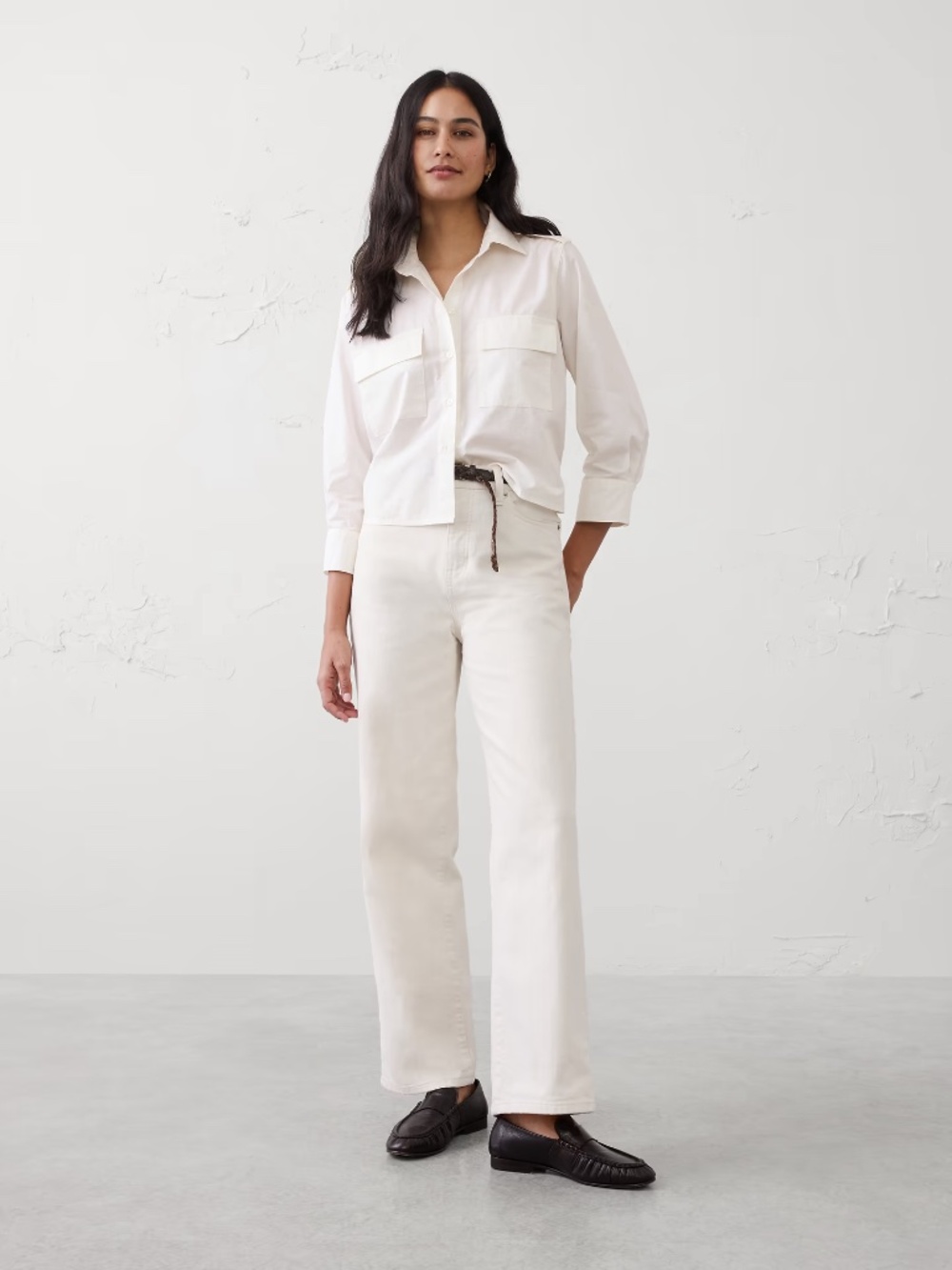Banana Republic Factory Poplin Utility Shirt Snowy Day Medium